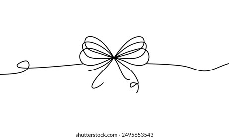 minimalist black line drawing ribbon continuous line art style. For graphic design, invitations, greeting cards, and various decorative purposes. Black ribbon 