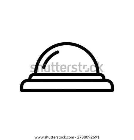 Minimalist black line drawing of a serving cloche on a white background, symbolizing fine dining and presentation.