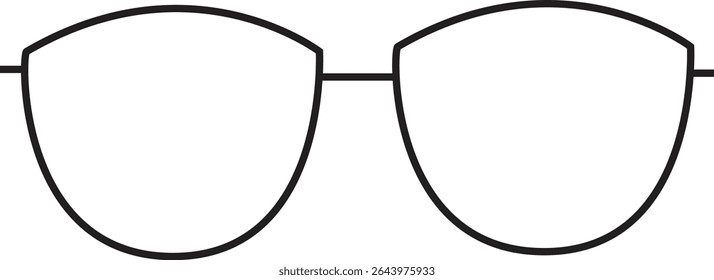 Minimalist Black Line Glasses Icon Vector for Optical Design, Fashion Accessories, Vision Health, and Eyewear Branding Projects