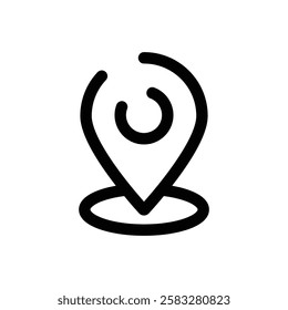 Minimalist Black Line Location Icon for Maps and Navigation Apps