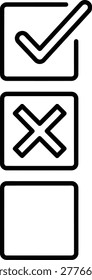 Minimalist black line of three checkbox unchecked, partially checked, and checked states black line checkbox unchecked box