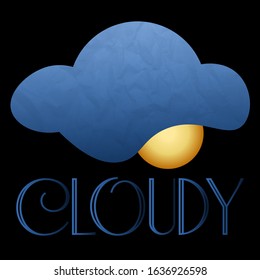minimalist black logo of the cloud and the sun with the inscription cloudy
