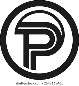 Minimalist black logo design featuring the letter p in a circular shape