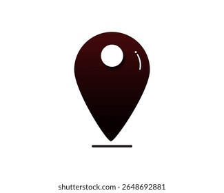 A minimalist black map location pin icon with glossy highlight and shadow. Ideal for map, GPS, or UI design use
