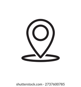 Minimalist black map pin icon on white background