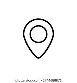 Minimalist black map pin icon on white background