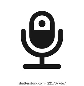 Minimalist black microphone icon with dotted isolated on white background. New design, 2023