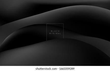 Minimalist black modern abstract background with liquid shapes texture. Vector illustration.