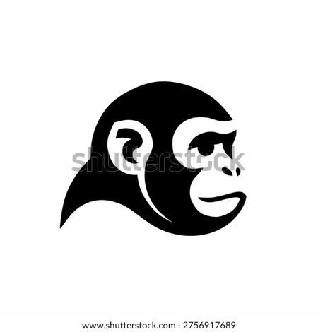 Minimalist Black Monkey Head Logo Design Vector Illustration