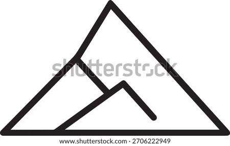 Minimalist Black Mountain Peak Vector Outline on Transparent Background