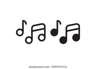 Minimalist black music notes icon set Vector