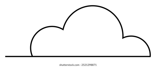 A minimalist black outline of a cloud with a flat bottom, perfect for design projects. Ideal for weather themes, digital storage, nature graphics, presentations, and children s illustrations.