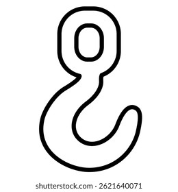 A minimalist black outline drawing features a lifting hook on a clean white background Perfect for engineering and design illustrations
