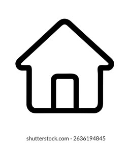 Minimalist Black Outline Home Symbol Simple Graphic Flat Design Icon