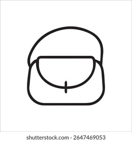 Um ícone de contorno preto minimalista que representa uma bolsa ou bolsa de senhoras clássicas com uma alça de ombro, ideal para moda, compras ou projetos e aplicações relacionadas a acessórios.