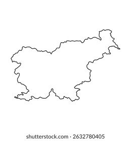 Minimalist black outline map of Slovenia isolated