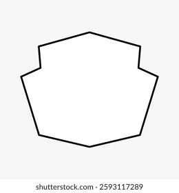 Minimalist black outline of a pentagon shape on a light background. Simple pentagon design with a clean and geometric outline. Basic pentagon illustration. Vector illustration.