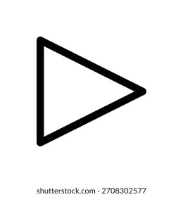 A minimalist black outline of a play button, a common symbol for starting media playback. Music and Media single line icon UI design.