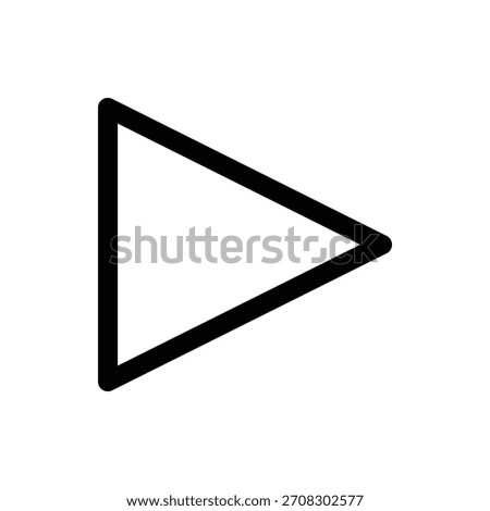 A minimalist black outline of a play button, a common symbol for starting media playback. Music and Media single line icon UI design.