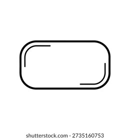 A minimalist black outline of a rounded rectangle on a white background, symbolizing simplicity and modern design.