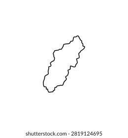 Minimalist black outline vector of a narrow island landmass shape