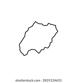 Minimalist black outline vector of a rounded island landmass shape