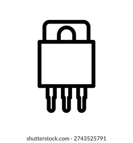 A minimalist black padlock icon featuring three prongs at the bottom, set against a clean white background.