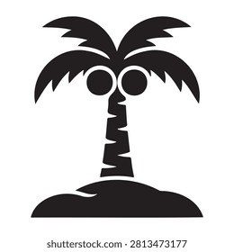 Minimalist black palm tree vector illustration featuring a solitary island silhouette for professional creative design projects