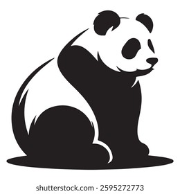 A minimalist black panda silhouette with a white background