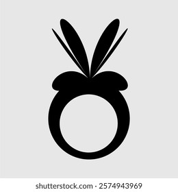 Minimalist black pineapple ring icon with a modern geometric design on a light gray background. A stylish and abstract representation of tropical fruit, nature, and summer vibes