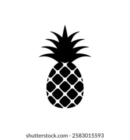 Minimalist black pineapple vector icon. Tropical fruit silhouette for design and branding.