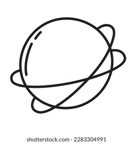 Minimalist black planet icon on transparent background