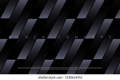 Minimalist black premium abstract background with luxury dark gradient geometric elements. Rich background for exclusive design. - Vector