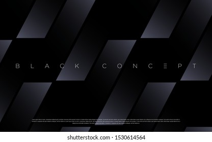 Minimalist black premium abstract background with luxury dark gradient geometric elements. Rich background for exclusive design. - Vector