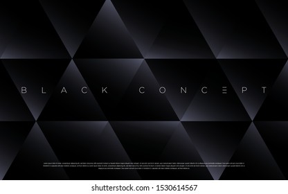 Minimalist black premium abstract background with luxury dark gradient geometric elements. Rich background for exclusive design. - Vector