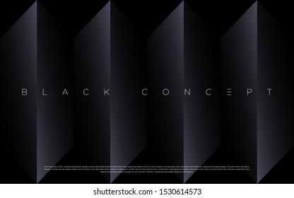 Minimalist black premium abstract background with luxury dark gradient geometric elements. Rich background for exclusive design. - Vector