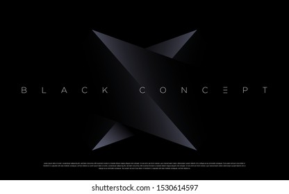 Minimalist black premium abstract background with luxury dark gradient geometric elements. Rich background for exclusive design. - Vector