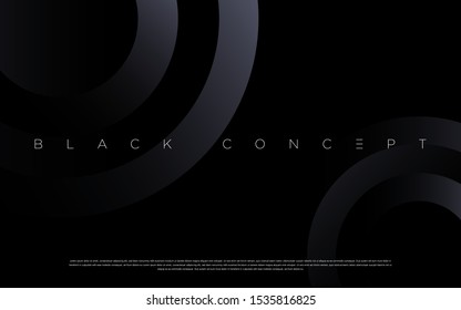 Minimalist black premium abstract background with luxury dark geometric elements. Exclusive wallpaper design for poster, brochure, presentation, website etc. - Vector EPS