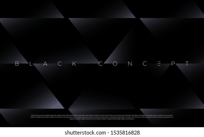 Minimalist black premium abstract background with luxury dark geometric elements. Exclusive wallpaper design for poster, brochure, presentation, website etc. - Vector EPS