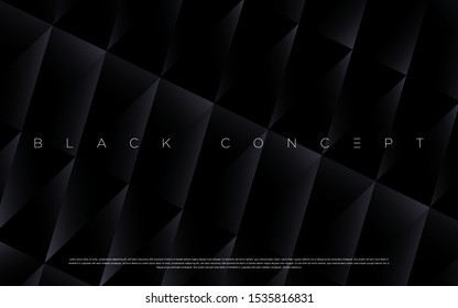 Minimalist black premium abstract background with luxury dark geometric elements. Exclusive wallpaper design for poster, brochure, presentation, website etc. - Vector EPS