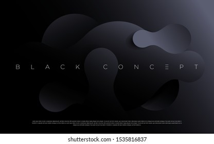 Minimalist black premium abstract background with luxury dark geometric elements. Exclusive wallpaper design for poster, brochure, presentation, website etc. - Vector EPS