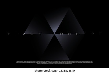 Minimalist black premium abstract background with luxury dark geometric elements. Exclusive wallpaper design for poster, brochure, presentation, website etc. - Vector EPS