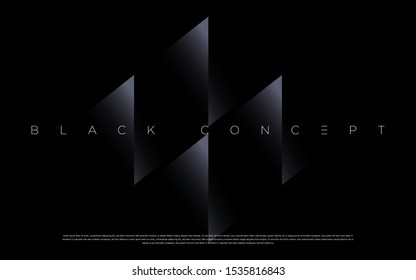 Minimalist black premium abstract background with luxury dark geometric elements. Exclusive wallpaper design for poster, brochure, presentation, website etc. - Vector EPS