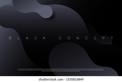 Minimalist black premium abstract background with luxury dark geometric elements. Exclusive wallpaper design for poster, brochure, presentation, website etc. - Vector EPS