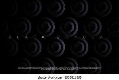 Minimalist black premium abstract background with luxury dark geometric elements. Exclusive wallpaper design for poster, brochure, presentation, website etc. - Vector EPS