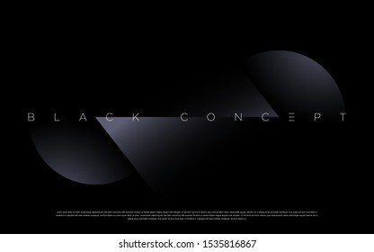 Minimalist black premium abstract background with luxury dark geometric elements. Exclusive wallpaper design for poster, brochure, presentation, website etc. - Vector EPS