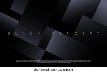 Minimalist black premium abstract background with luxury dark geometric elements. Exclusive wallpaper design for poster, brochure, presentation, website etc. - Vector EPS