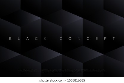 Minimalist black premium abstract background with luxury dark geometric elements. Exclusive wallpaper design for poster, brochure, presentation, website etc. - Vector EPS