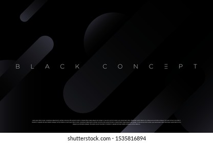 Minimalist black premium abstract background with luxury dark geometric elements. Exclusive wallpaper design for poster, brochure, presentation, website etc. - Vector EPS