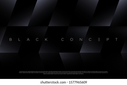 Minimalist black premium abstract background with luxury dark geometric elements. Exclusive wallpaper design for poster, brochure, presentation, website etc. - Vector EPS